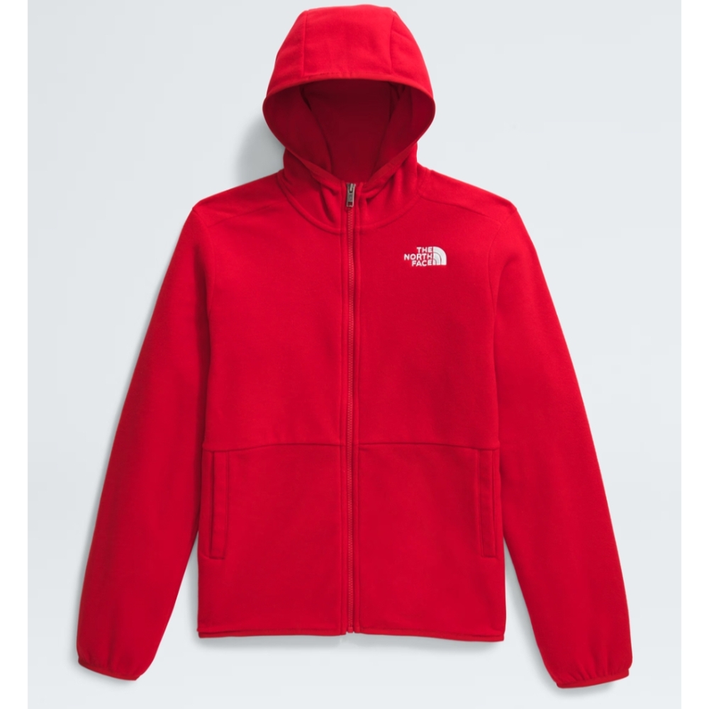The North Face Glacier Full-Zip Fleece Hoodie Red Teen XL 14-16 Unisex